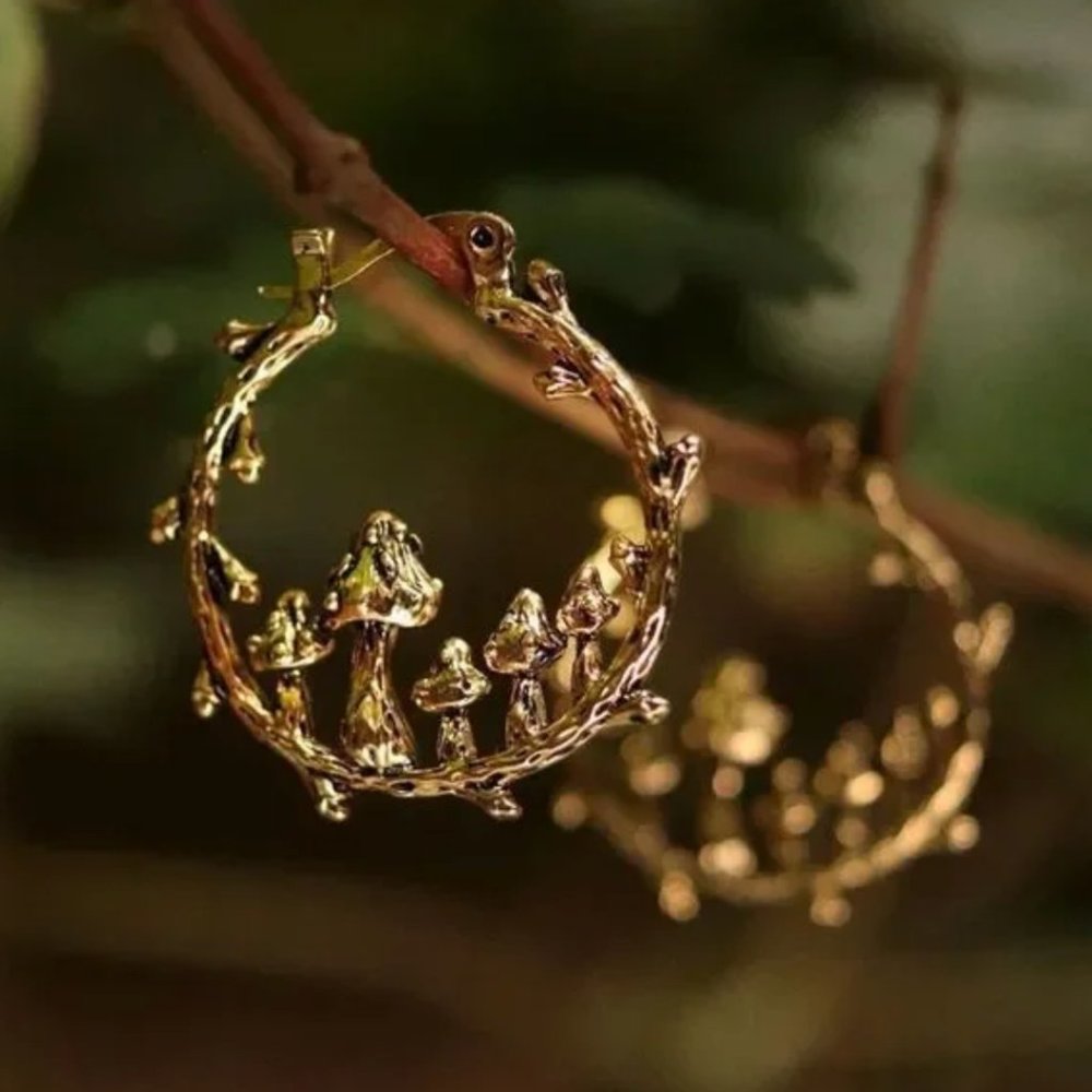 Anthro Mushroom hoop earrings